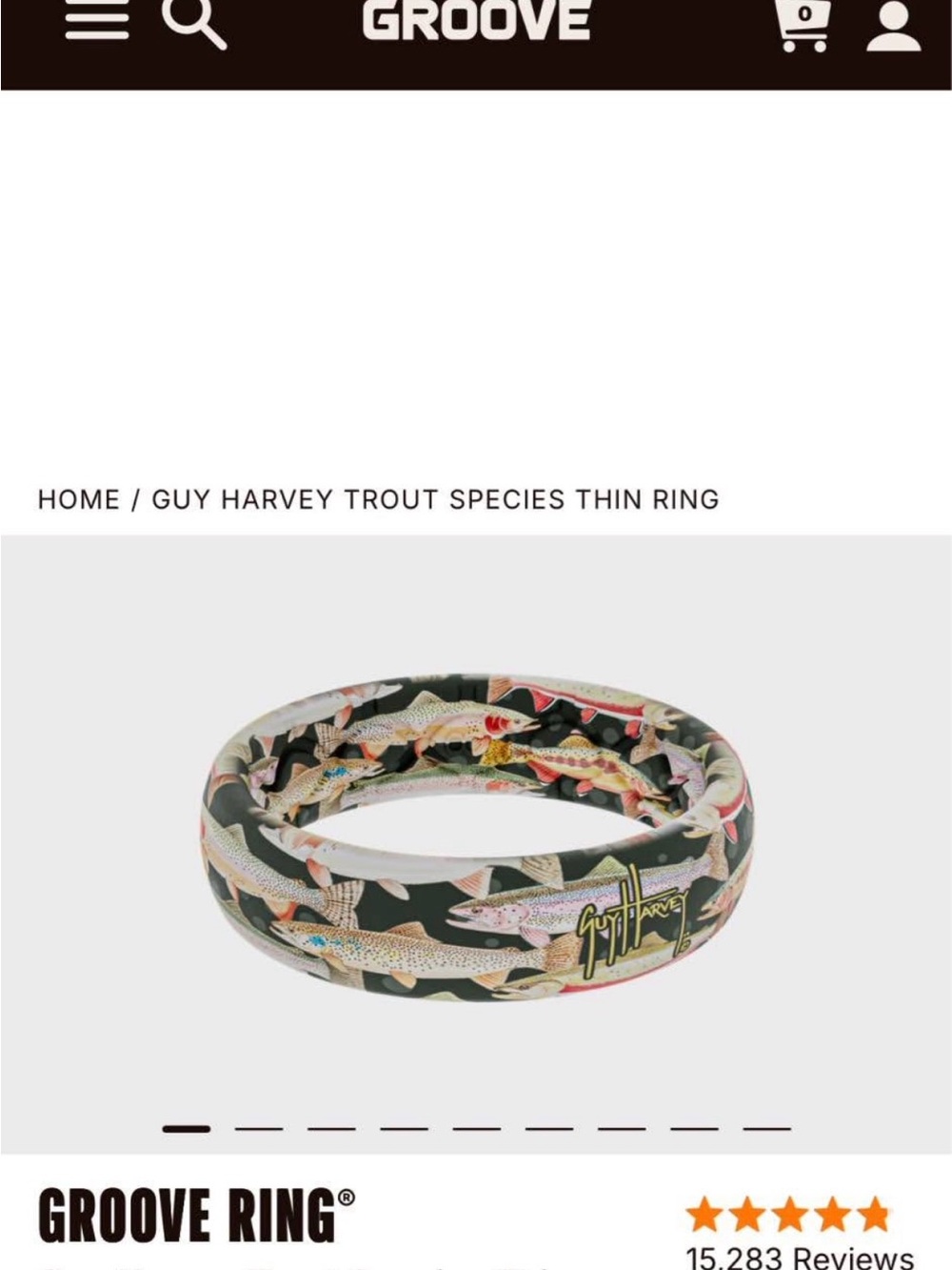 Guy Harvey Olive Groove Ring with Multicolor Trout Print